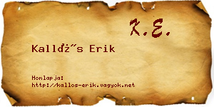 Kallós Erik névjegykártya